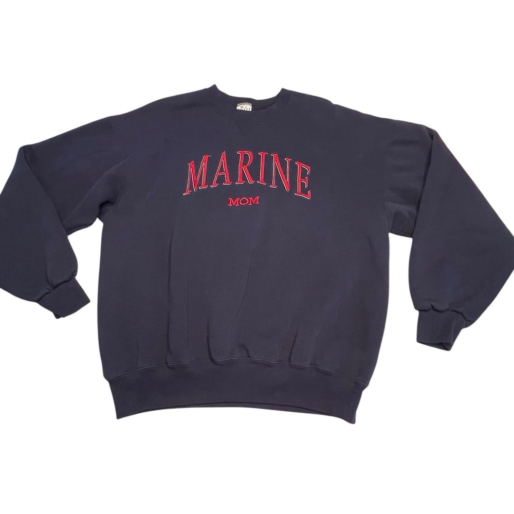 MJ Soffe Marine Mom Sweatshirt Womens Size Large USA Military Classic Patriotic